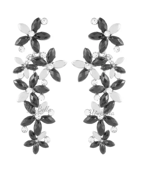 YouBella Women Jewellery Designer Hanging Fancy Party Wear Earrings for Girls and Women (Silver-Black)
