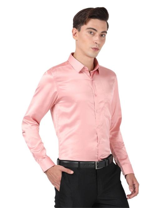 Otto Poly Satin Baby Pink Plain Shirt Slim Fit Beetal 13 Size 44