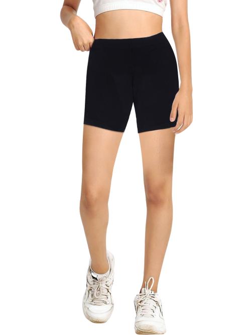 Dchica Girls Cotton Boy Shorties/Long Panties With Elasticated Waistband | Soft & Comfortable Boxer for Girls | Black Panties Pack of 1