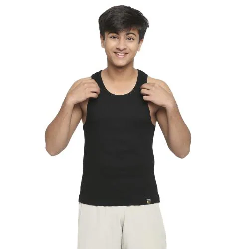 Frenchie U19 100% Cotton Vest | Black Sleeveless Innerwear For Teenagers | Undershirt, Inner Vest, Tank Top For Boys
