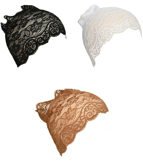 SAQAFY Women's Hijab Cap, Under Hijab Scarf Cap, 3 Pcs Headband Scarf Cap for Girls (Black:White:Dark Brown)