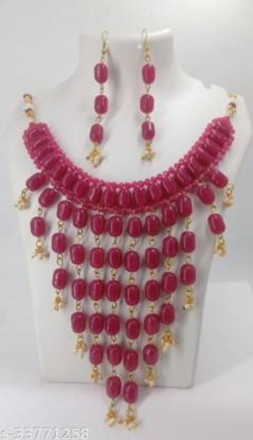 Buy Hs fatio Gold Plated Copper Earrings and Necklace Set (Gold) Online