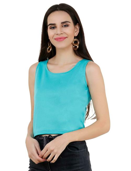 Buy UNFAKENOW Women Blue Solid Spandex Top (XS) Online at Best Prices in India JioMart.