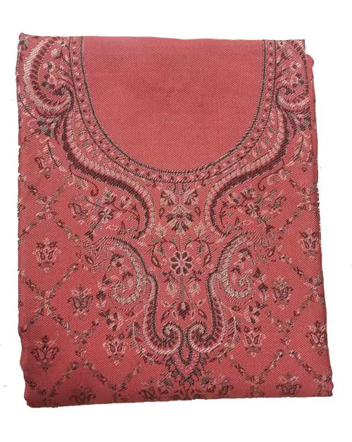 SAAKSHAAT Women's Unstitched Printed Winter Woollen Pashmina Salwar Suit Dress Material with Shawl - (Free Size) - Peach
