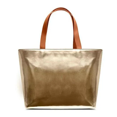 DailyObjects Womens Gold Tote Bag (Gold-Leather-Fat-Tot-Bag)