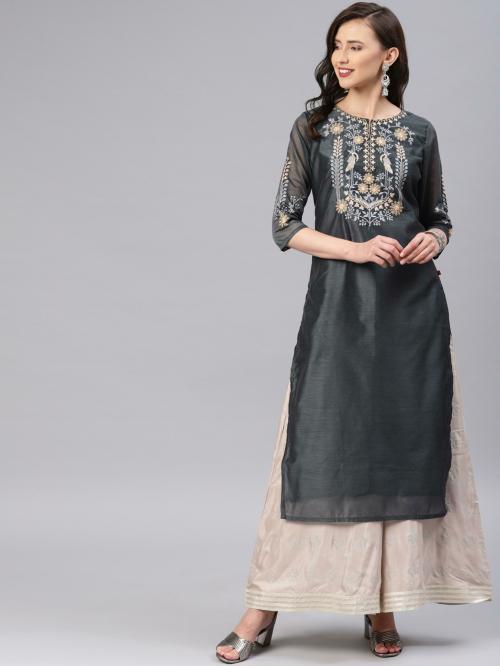 Alena Womens STEEL GREY Fashion Kurta