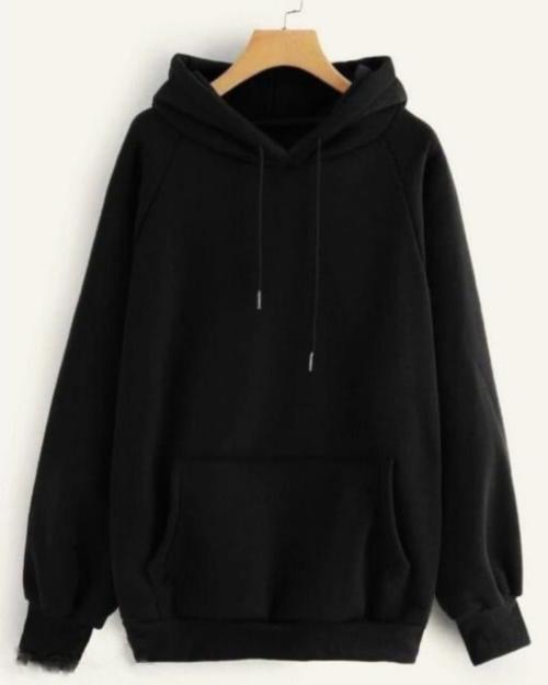 LooksOMG's Cotton Fleece 320 GSM Hoodie for Men in Black