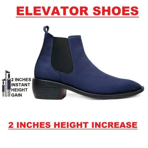 Bxxy Men's Height Increasing Elevator Suede Material Chelsea Boots