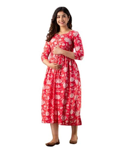 Patricia's Designer Pure Cotton Maternity wear Kurta with zips for Breastfeeding for New Moms and Pregnant Women