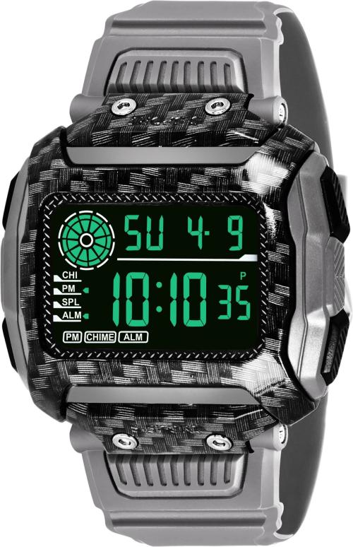 Reborn Digital Watch Black Dail Grey Strap Wrist Digital Watch for Men