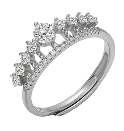 Giva Sterling Silver One Size Eshas Queens Crown Ring