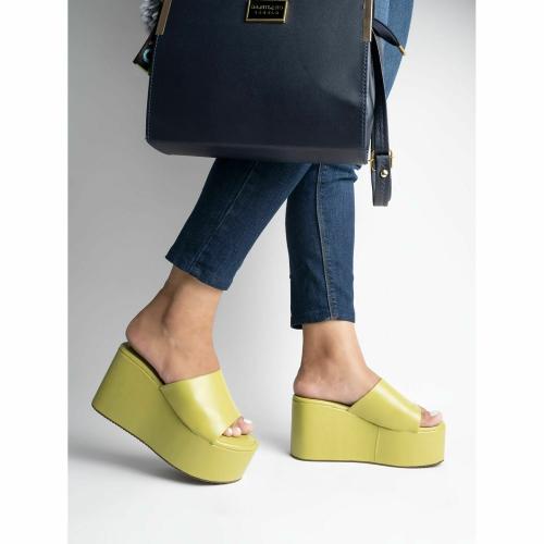 Shoetopia Fashionable Solid Green Platform Heels For Women & Heels