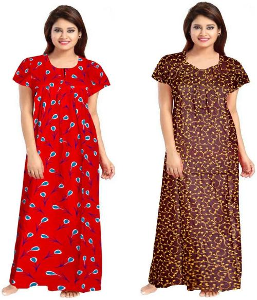 ONBUFF Pack of 2 Women Nighty Set  (Multicolor)