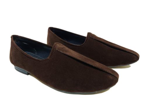 Velour India Brown Velvet Ethnic Loafer Mojari Shoes For Men-10UK