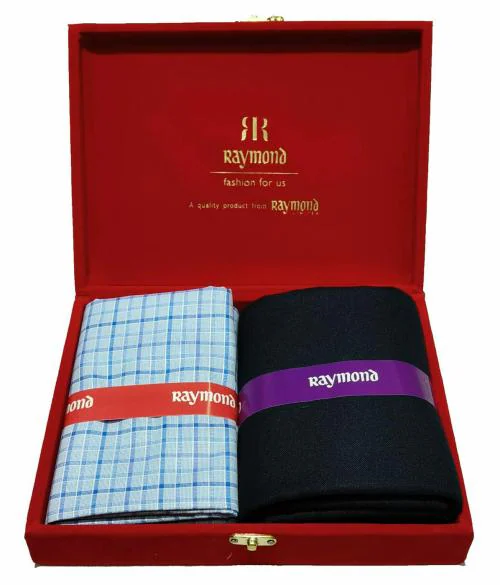 Raymond Checkered Pc-Cotton Shirt & Trouser Fabric in Velvet Box Packing (Shirt-2.25 m, Pant-1.20 m) Velvetta-107