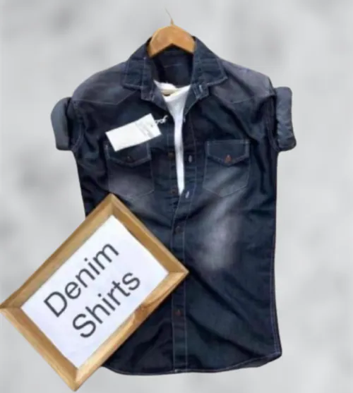 SADO Denim Double Pocket Dark Black Shirt For Men