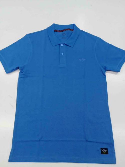 Pelian Men Blue Solid Pure Cotton T Shirt (S)