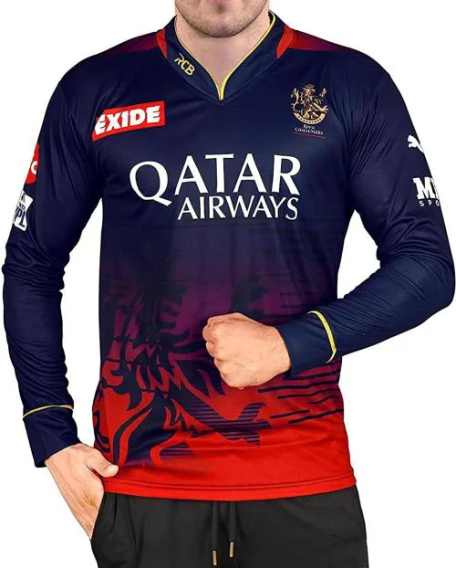 Roots4 Creation RCB Royal Challengers Bangalores Polyester V Neck T-Shirt (S)