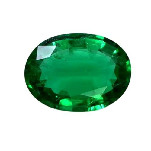 The Gallery of Gemstone 7.25 Carat 7.90 Ratti Real Zambian Emerald Stone Oval Panna Rashi Ratan