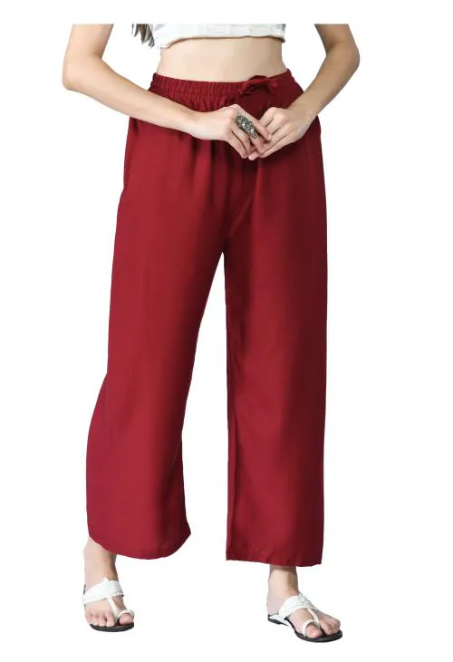 IndiWeaves Solid Rayon Palazzo pant for Women (Pack of 1) Maroon