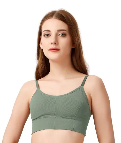 LAK 18 women's fitness bra low back deep neck backless fashion female cropped top pushup padded bralette free size fits upto (28 to 34) bust (GREEN)