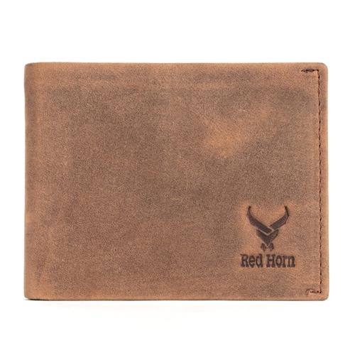 REDHORNS Genuine Leather Bi-Fold Wallet For Men - (Brown)