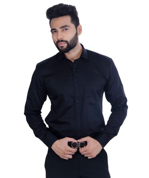5THANFOLD Men Black Pure Cotton Formal Shirt