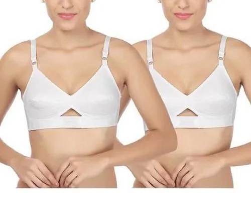 PIKVY Women White Cotton Non Padded Bra Very Soft & Comfortable (Pack of 2_ 32B)
