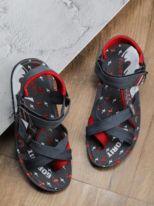 PU-OZONE  Men (Alfa-04) Black Red Sandal