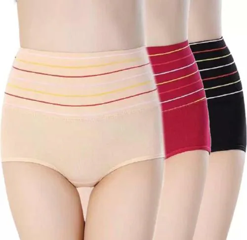 R2N Girls Briefs Women's Cotton High Waist Panties Body Tummy Tucker Brief Fit Underwear Full Coverage Ladies Panty for Daily Use Multicolor (High-Waist-Panties) Tummy Control Spandex High Waist (PACK OF 3)