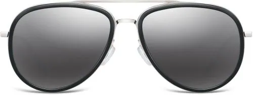 Parim Polarized Uv Protection Mirrored Aviator Full-Frame Silver Sunglasses (Men And Women)