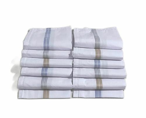 S4S Men's Cotton Handkerchief | Size 42 x 42 CM|Classic Collection Hanky| Two Satin stripes Border Quality.