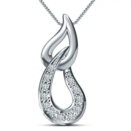 Lilu Jewels 925 Sterling Silver, Cubic Zirconia Stone Double Drop Twist Pendant Necklace with 18 inch Chain for Girls and Women