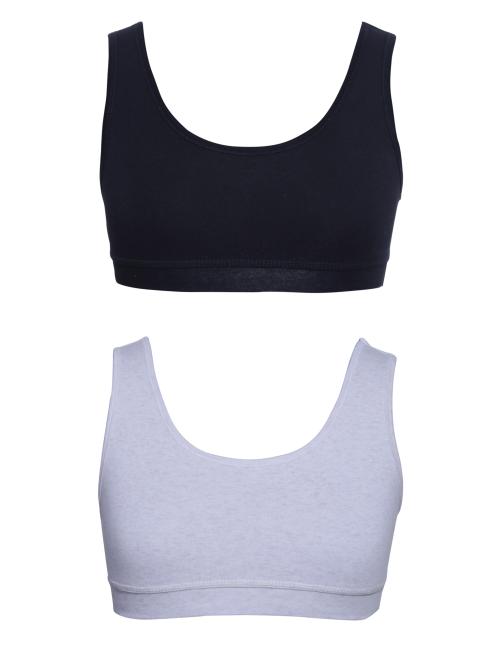 NEOBUNCH Girl's Cotton Non-Padded Non-Wired Sports Bra (13-14 Years) (Black & Skin Melange)