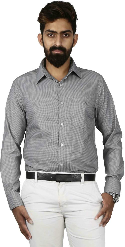 Club X Men Black Checkered Polyester Formal Shirts (L)