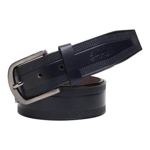 SAQAFY Genuine Leather Designer Textured Blue Belt For Men and Boys - 36
