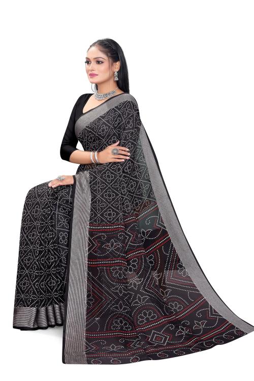 blendza Self Design Daily Wear Silk Blend Saree, Color Black