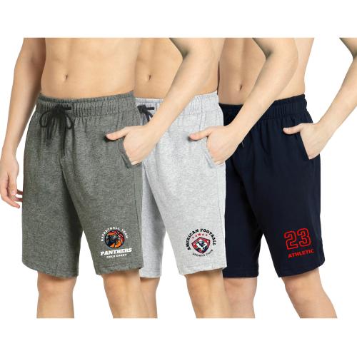 Kart Black Men's Regular Fit Shorts with Pocket-Casual Knit Shorts-Combo Pack of 3