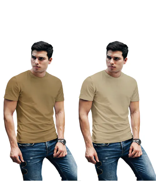 Cultfree 1469 Cotton Solid Coffee and Chocolate colour Half Sleeves Round Neck T-shirt - COMBO Pack - XL42