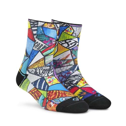 Dynamocks Men & Women Quarter Ankle Socks (Art Bomb) (Pack of 1 Pair; Multicolour; Anti-Odour; Breathable; Durable) (Small-Fits Shoe Size India/UK 4-7)(Large-Fits Shoe Size India/UK 8-10)