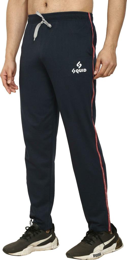 Squid Men Navy Solid Pure Cotton Single Track Pants