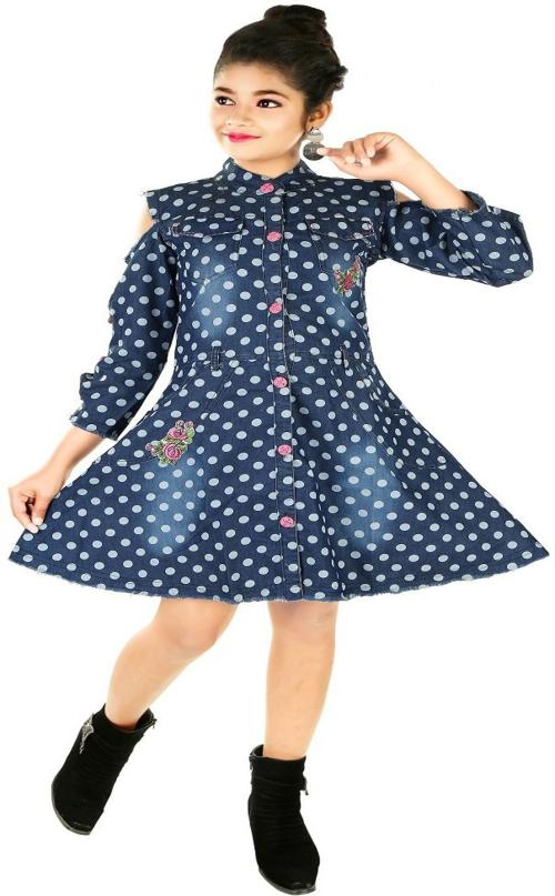 Buy MEOMEO Girls Above Knee Party Dress (Blue, Full Sleeve) Online at