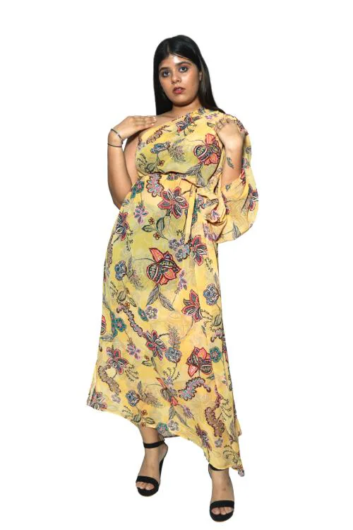 RAJORIA INSTYLE Georgette Digital Printed Stylish Beach Wear Bikini Body Cover Up Designer Kaftan Kurta/Kurti Top Dress for Women and Girls CXA-1-ONE SIZE