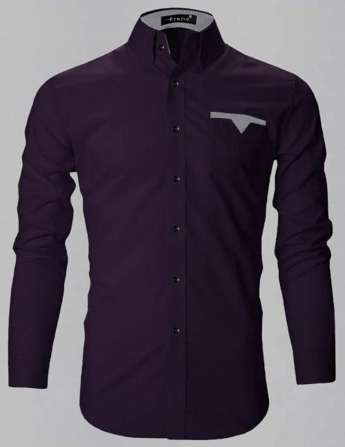 Men Regular Fit Solid Spread Collar Casual Shirt