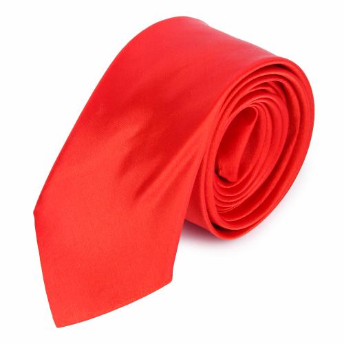 Bureaucrat Men's Formal Silk Satin Slim Solid Plain Necktie (Red)