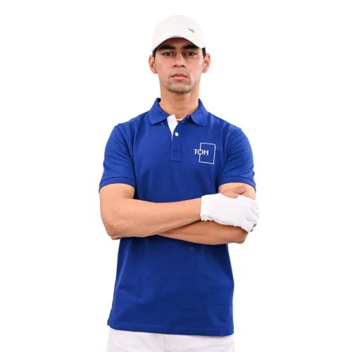 THREADS OF HARMAN Men's Polo Neck T-Shirt | Regular Fit T-Shirt | Half Sleeves Gym Formal Festival Collage Wear for Men's | Stylish & Trendy - Blue