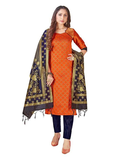 Tira Banarasi Art Silk Orange Color Woven Dress For Women kurta set women / kurta set / kurta set for women / kurta suit sets / women kurta set