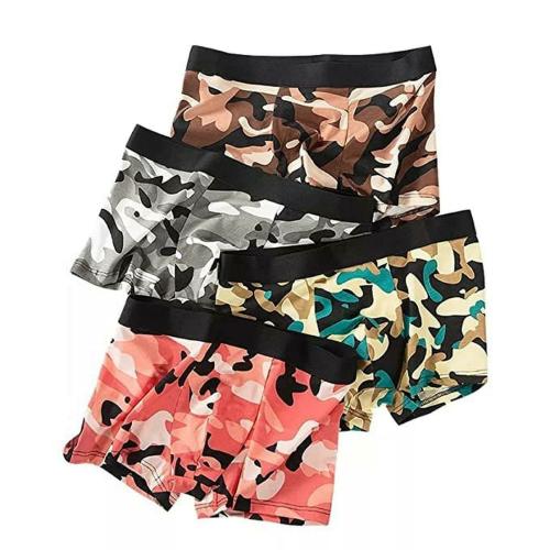 Asjar Men Multicolor Camouflage Printed Ice Silk Breathable pack of 4 Boxers, Extra Large
