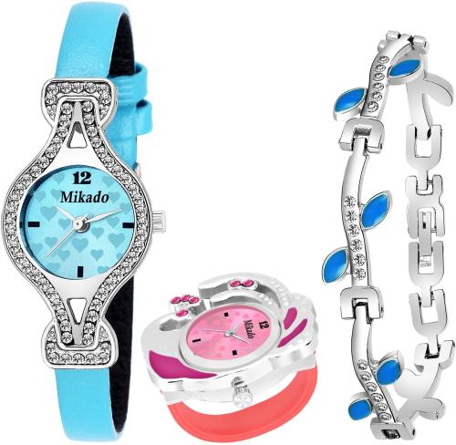 Mikado Analog Multicolor Watch For Girls ,Pack Of 3