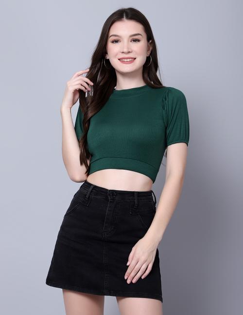 DIAZ Women's Solid Ribbed Crop Tank Top for Women's|Crop top Tank top|Knitted Half Sleeve Stretchable Slim Fit Crop Tank Top